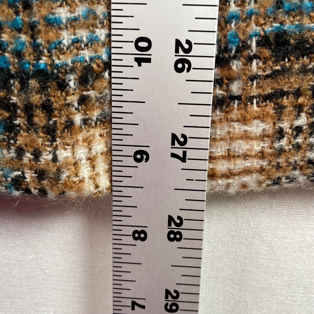 FOCUS 2000 Women's Plaid Blazer Jacket Teal Blue Brown Tweed Wool Blend Size‎ 6 - Picture 6 of 7